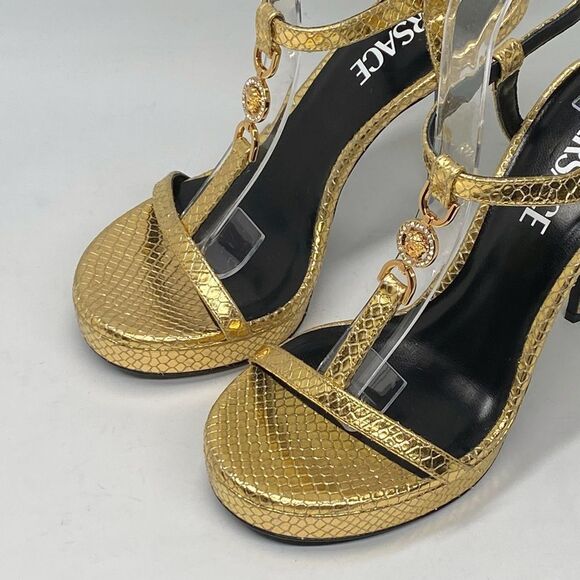 Versace Gold Medusa '95 Metallic Heeled Sandals size 36 - Picture 6 of 14